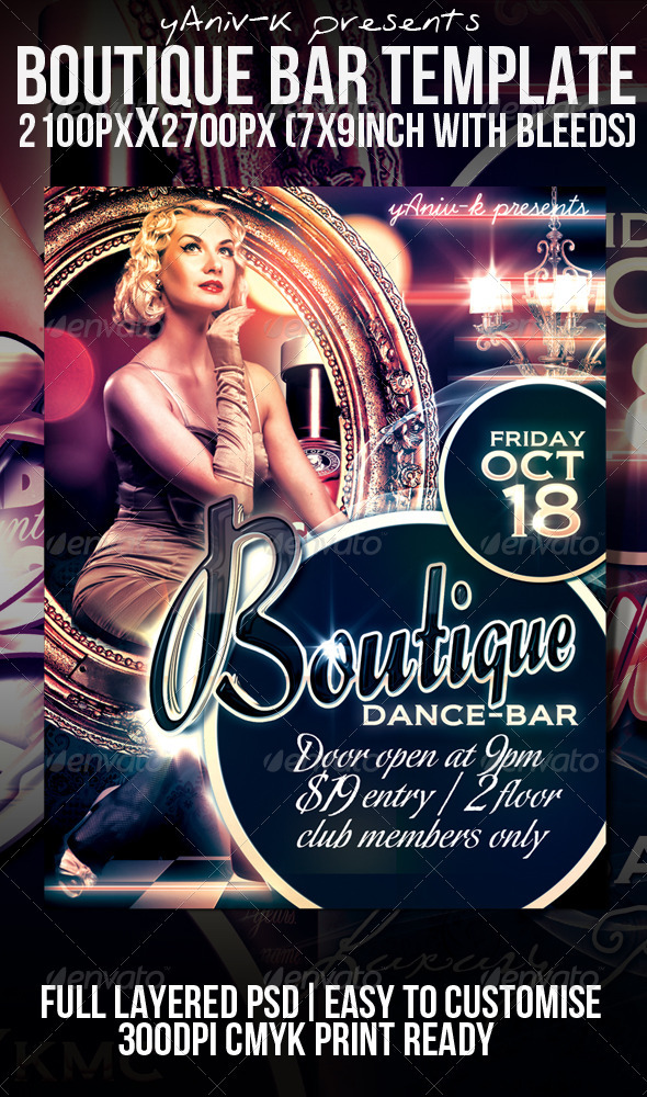 Boutique Bar Flyer Template by yanivk GraphicRiver